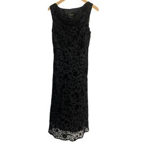 Studio I maxi dress women’s 10 black velvet burnout cowl neck 90s y2k whimsigoth